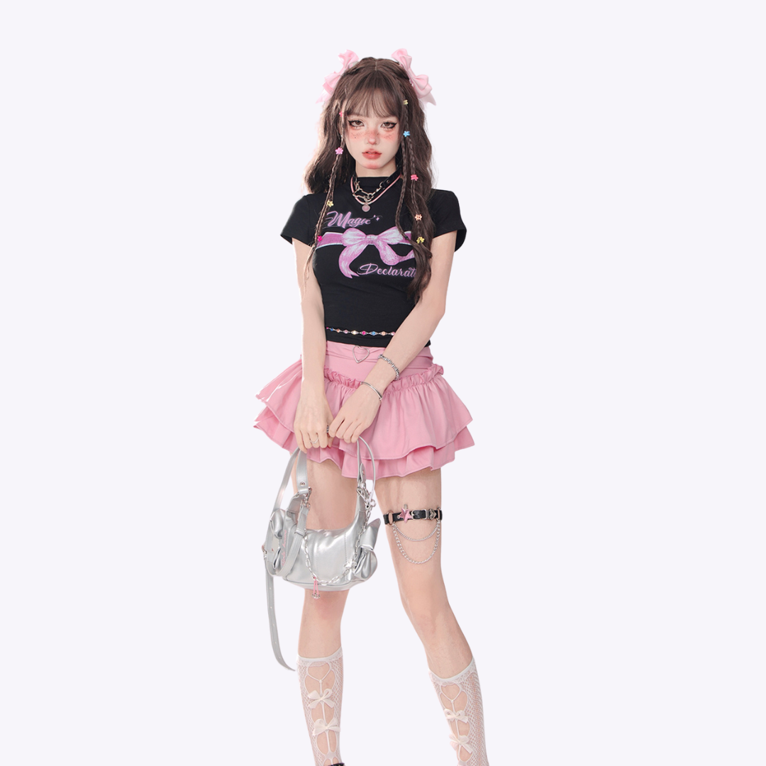 Image of Ruffled Mini Skirt with Lining Shorts